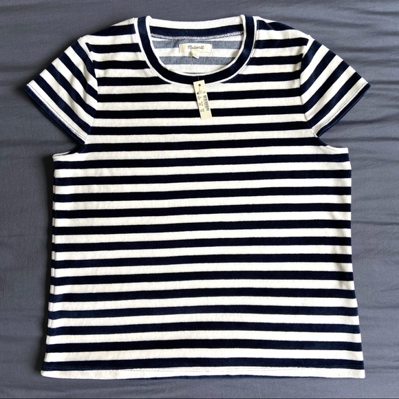 MADEWELL NWT Velour Crewneck Tee in Meg Stripe - Picture 3 of 9